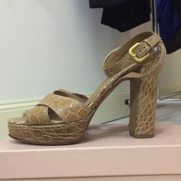 Prada Crocodile Ankle Wrap Platforms - Picture 4 of 6